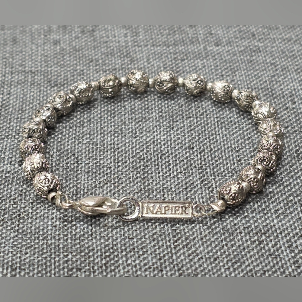Napier Silver Tone Beaded Bracelet